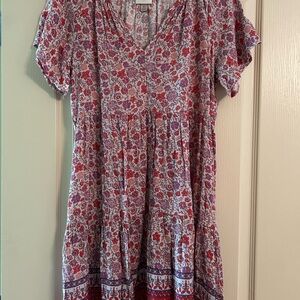 Knox Rose Red and Pink Flutter Sleeve Mini Dress